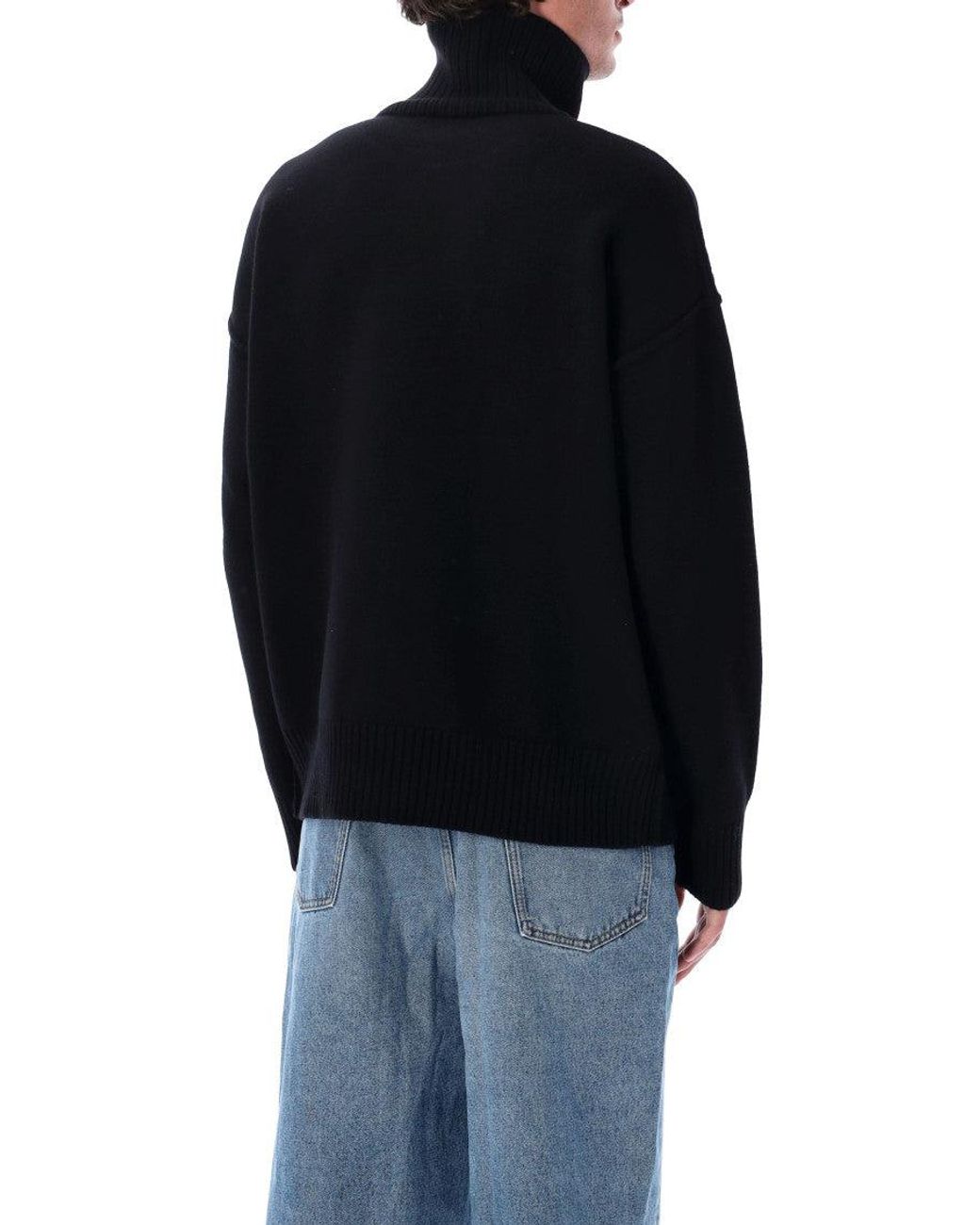 AMI Blue Ami Paris Wool Ami De Coeur Turtleneck for men