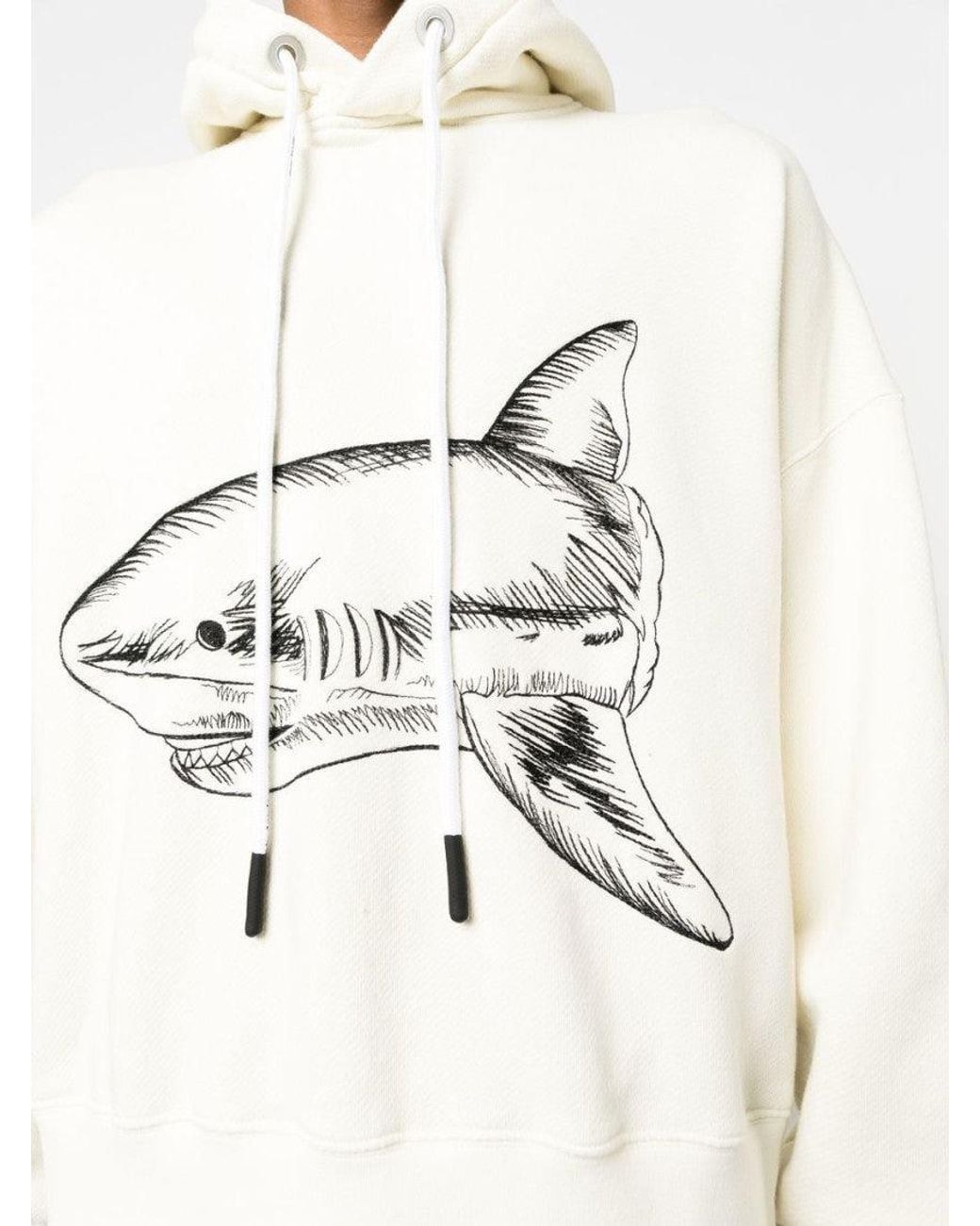 Palm Angels Natural Off Split Shark Cotton Hoodie for men