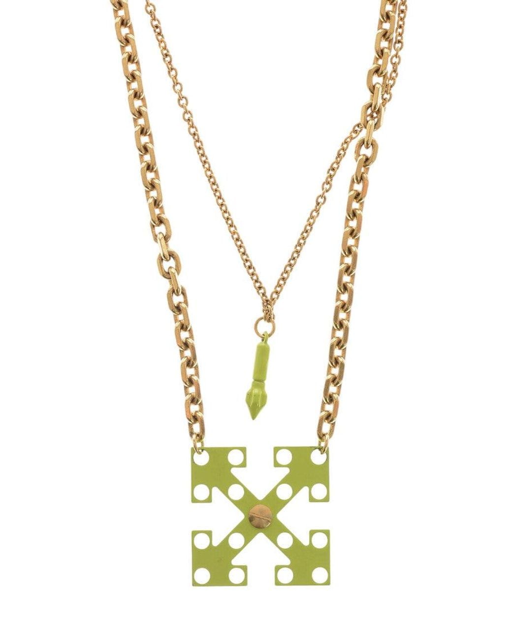 Off-White c/o Virgil Abloh White Golden Double Chain Necklace