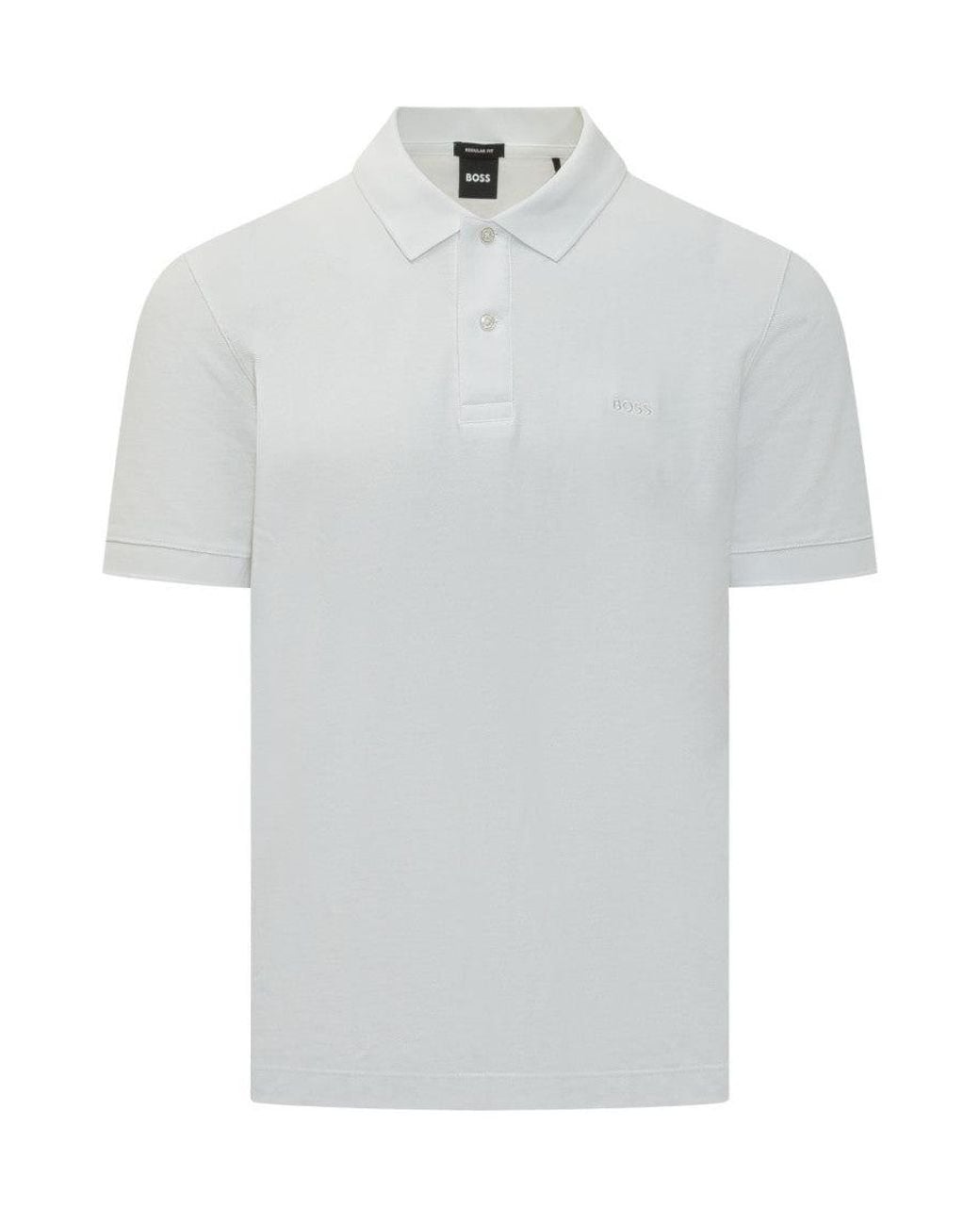 Boss White Solid Shirt Collar T-Shirt for men