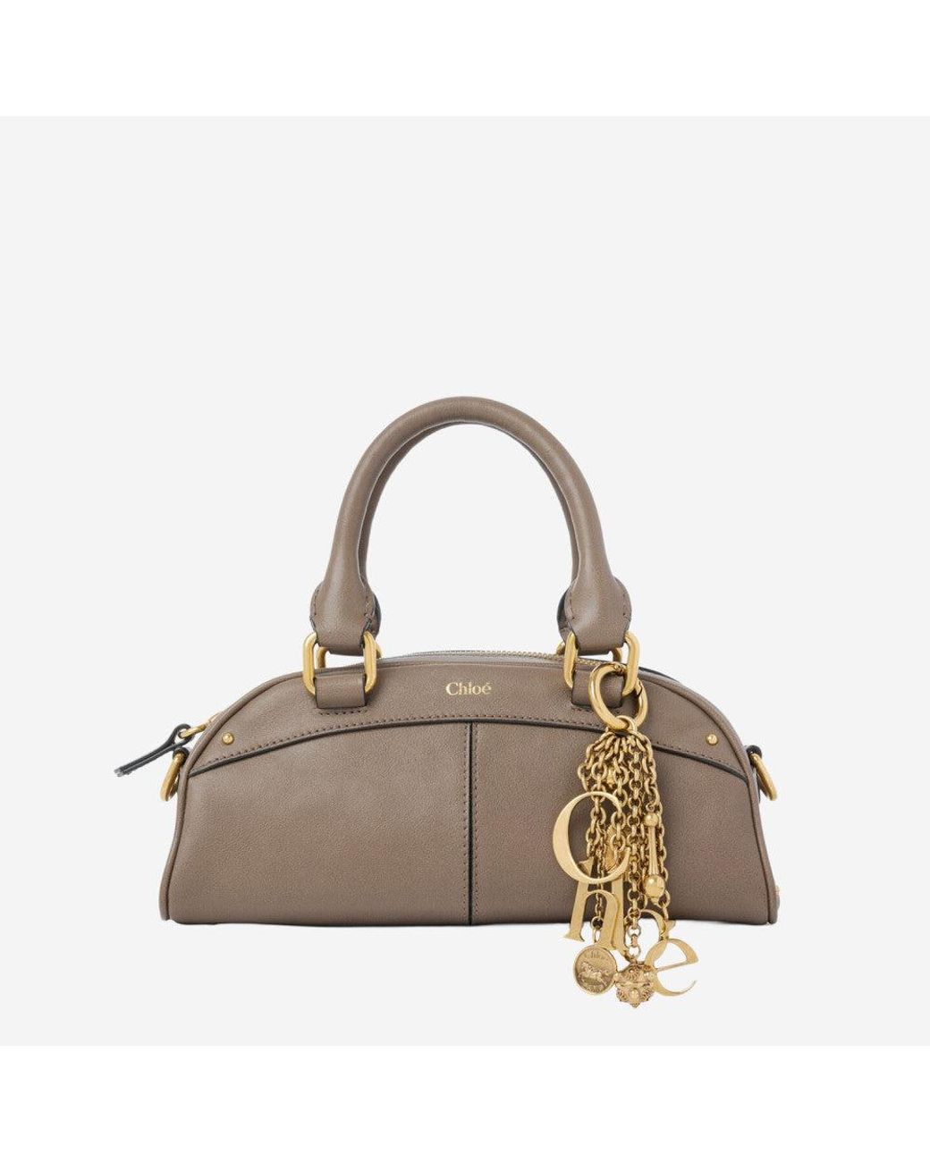 Chloé Gray Taupe Logo Small Duffle Bag