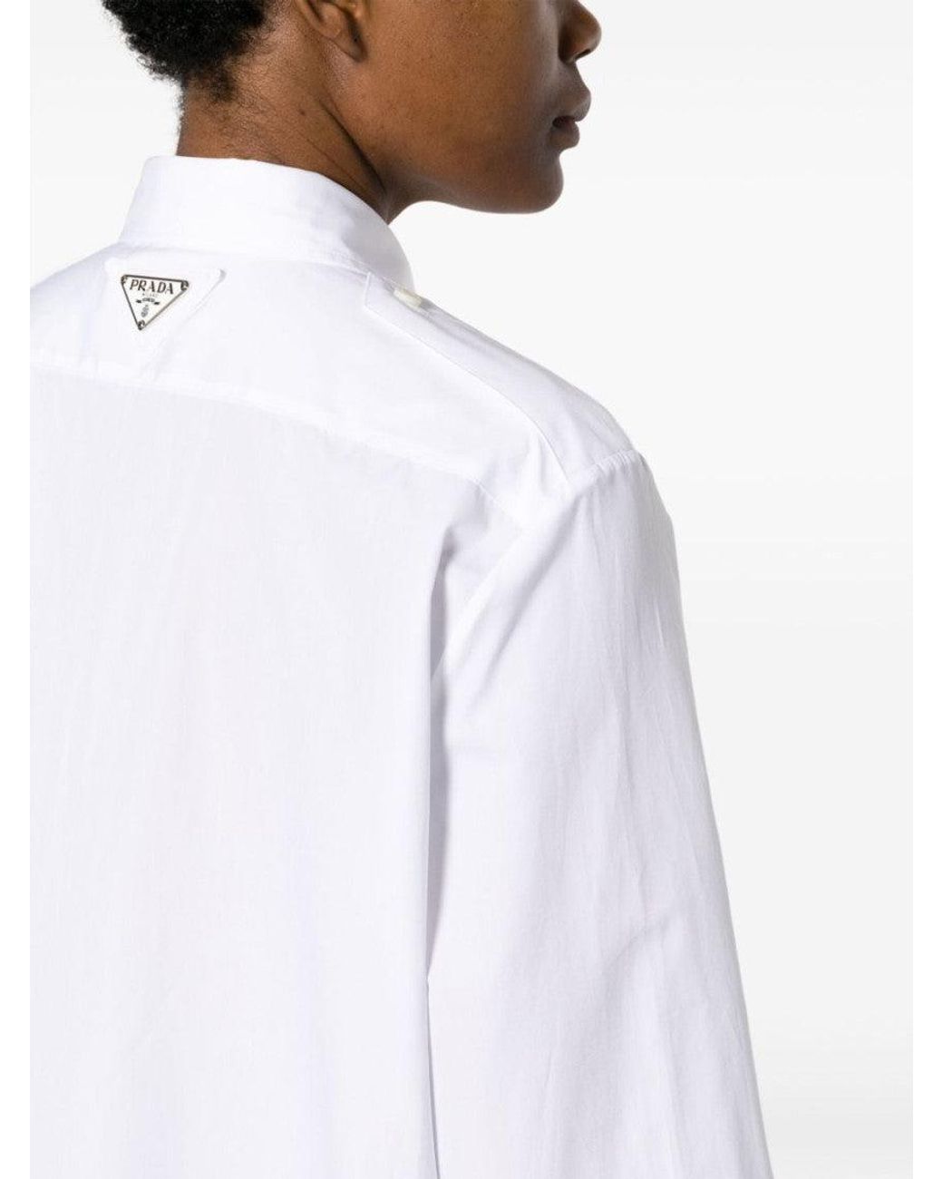 Prada White Crystal-button Cotton Shirt