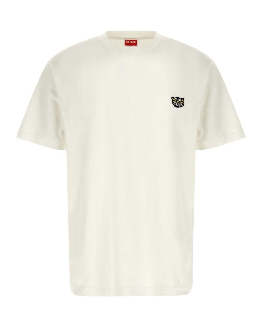 KENZO White Wild Tiger Cotton T-Shirt for men