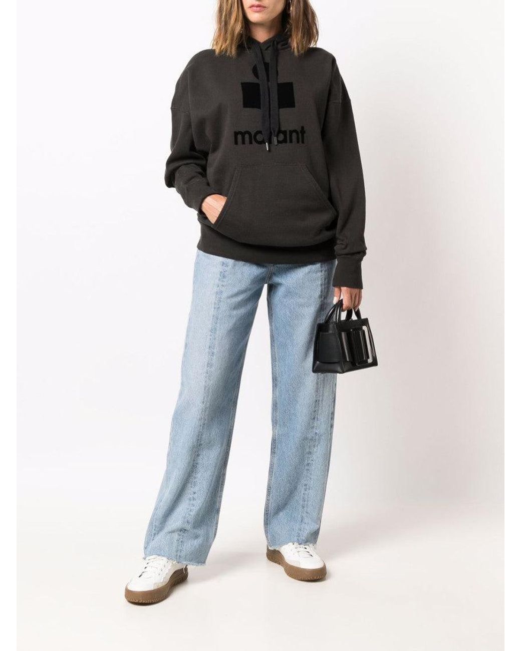 Isabel Marant Black Cotton Mansel Hoodie Sweatshirt With Front Logo