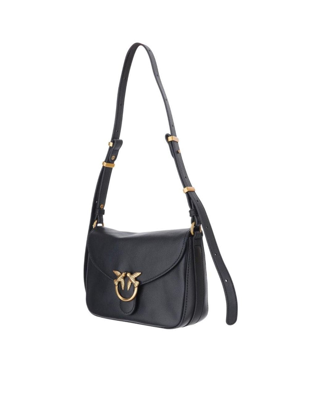 Pinko Black Love Birds Small Shoulder Bag