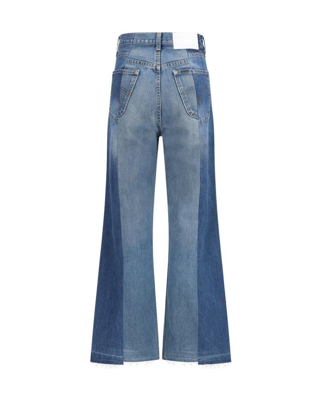 E.L.V. Denim Blue Light Flared High Rise Jeans