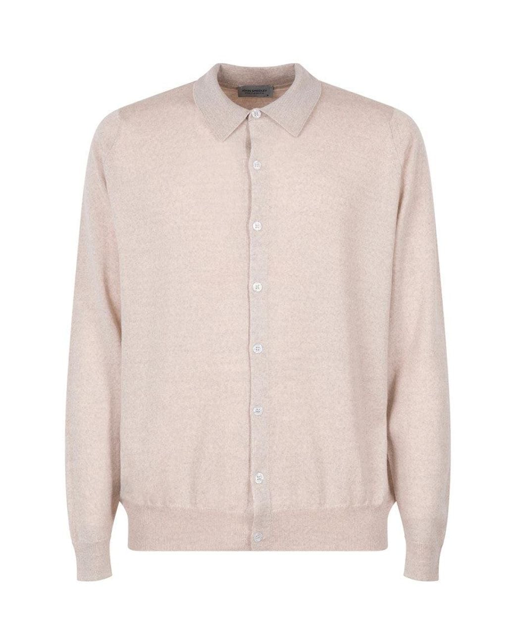 John Smedley Pink Polo Cardigan Sweater for men