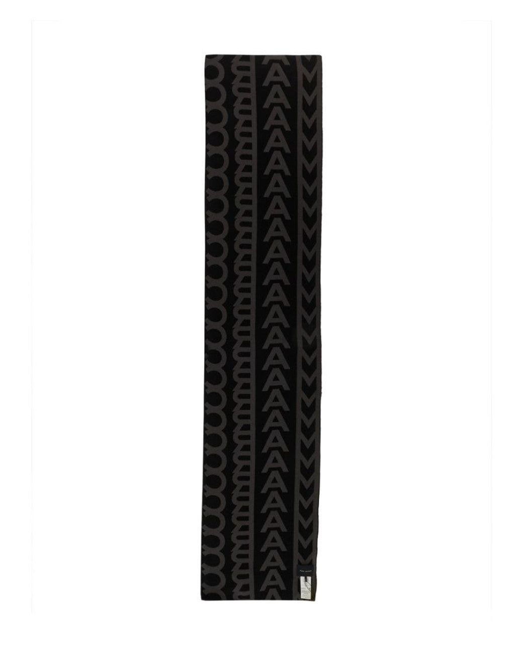 Marc Jacobs Black Monogram Knit Scarf Wool