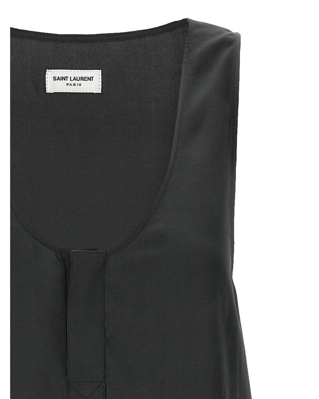 Saint Laurent Black Silk Tank Top