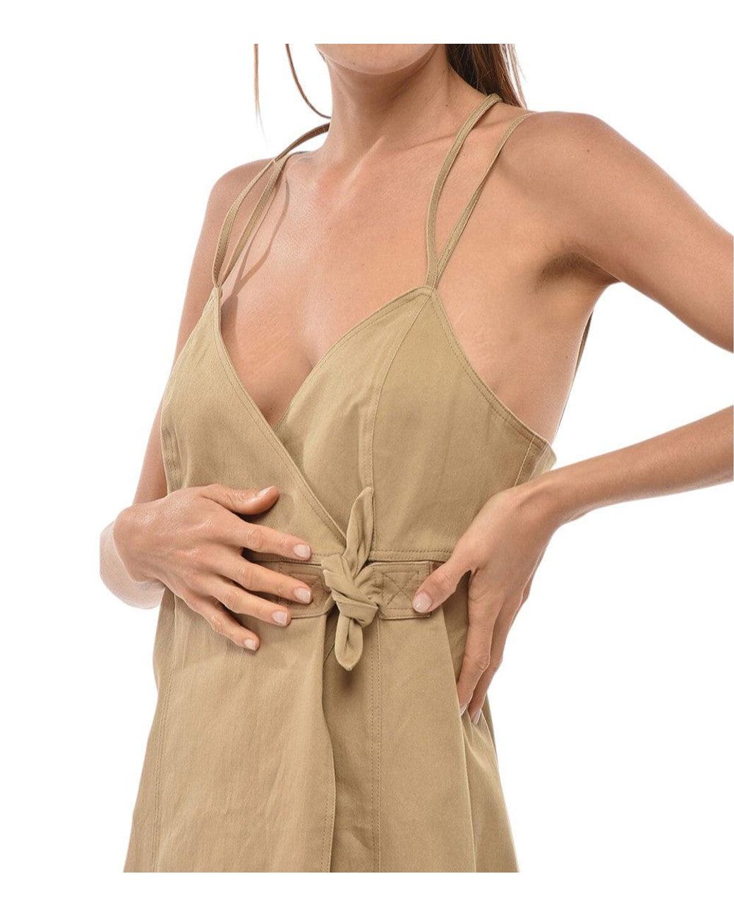 Ganni Natural Solid V Neck Maxi Dress
