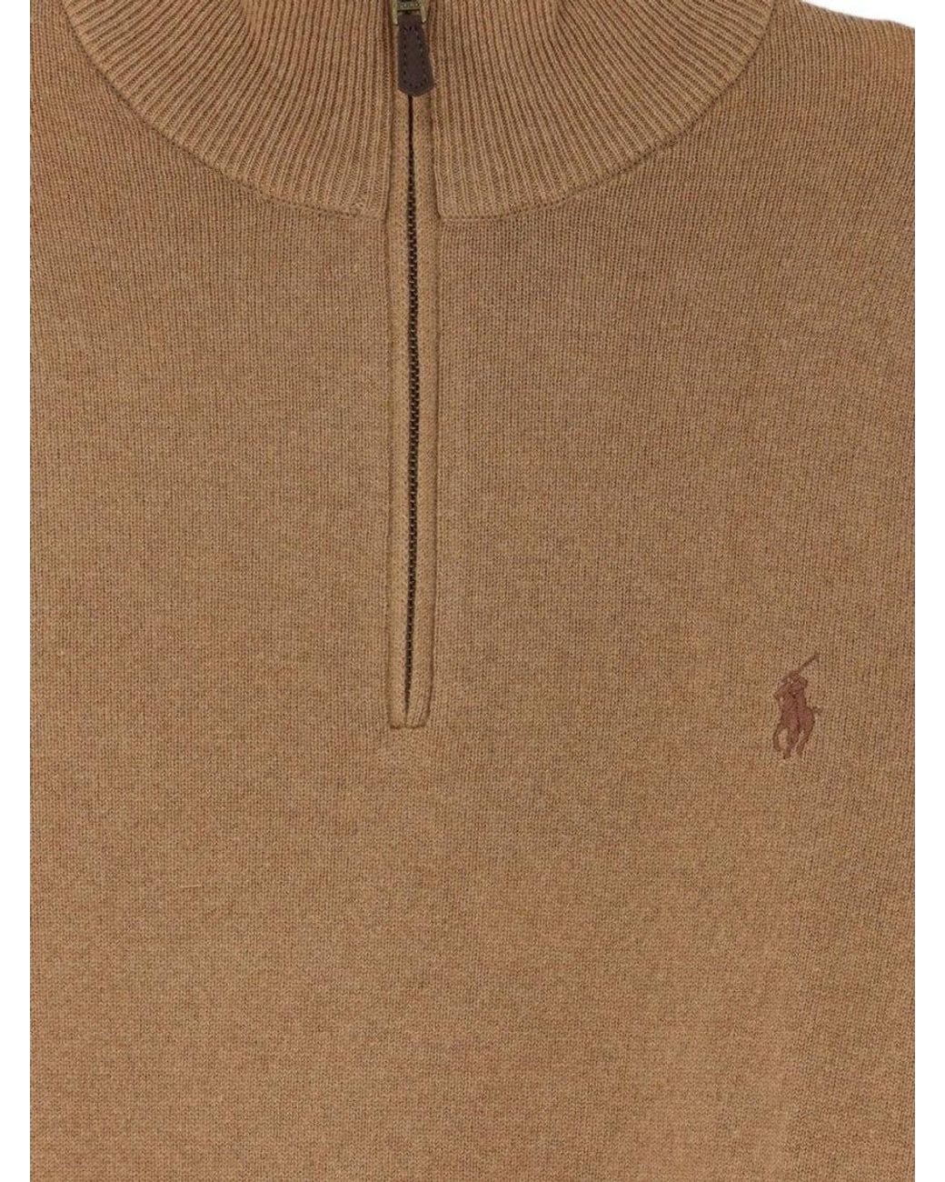 Polo Ralph Lauren Brown Quarter-Zip Sweater for men