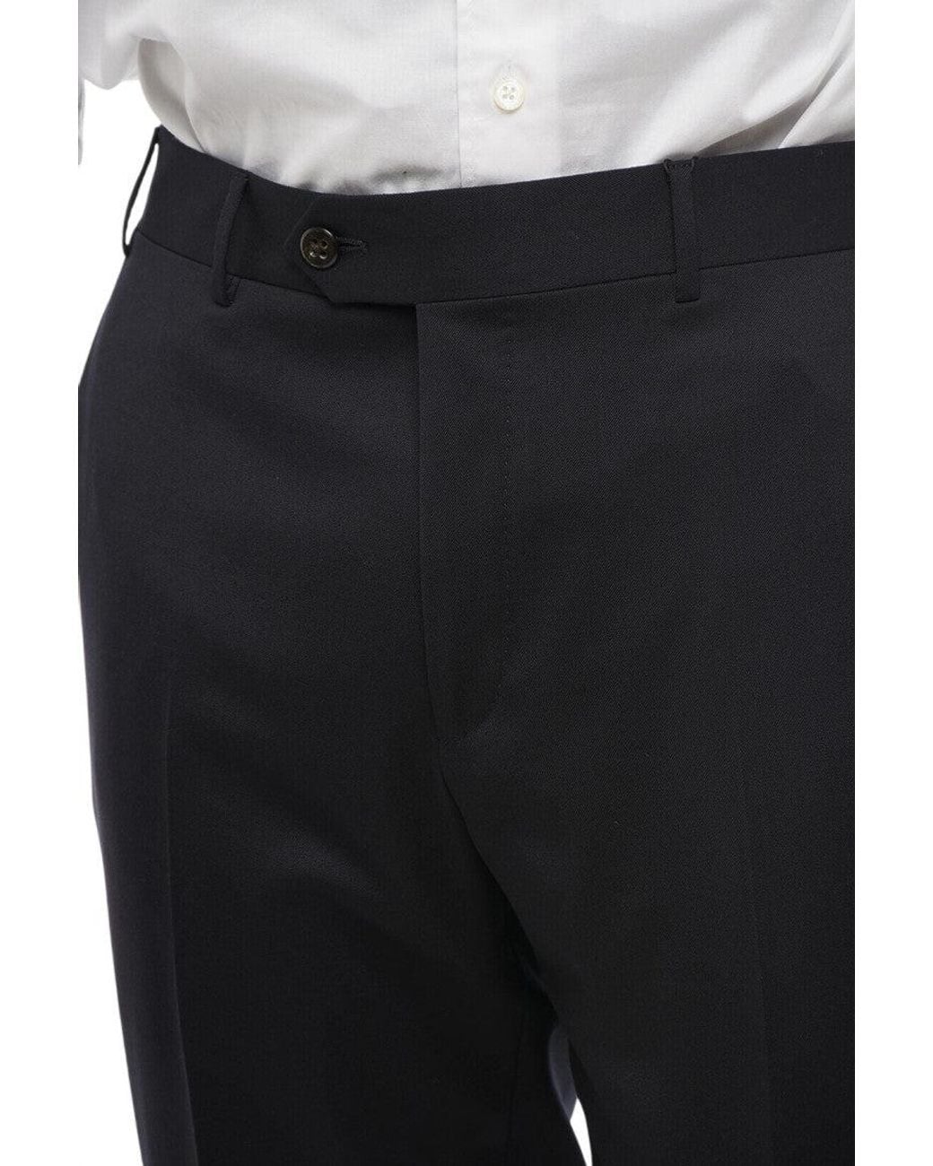 Corneliani Black Flat Front Trousers for men