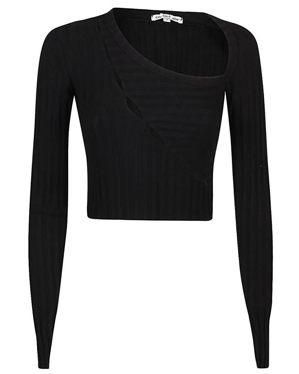 Cotton Citizen Black Asymmetrical Collar Crop Top