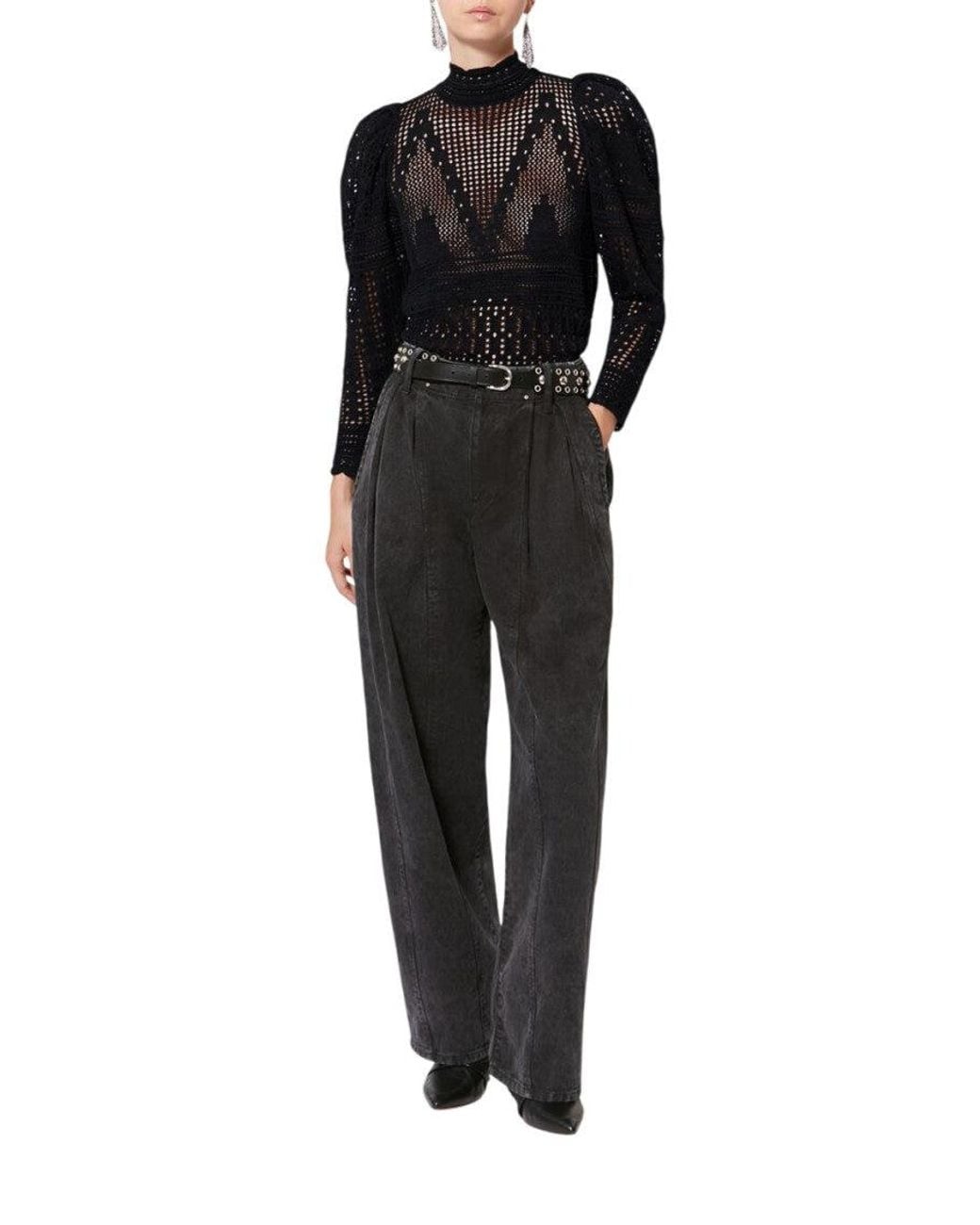 Isabel Marant Blue Crochet Mock Collar Top