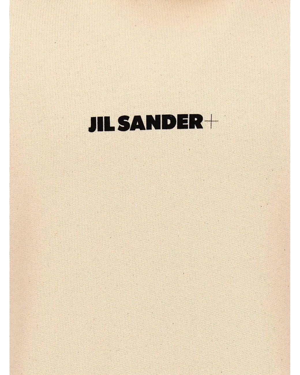 Jil Sander Natural Logo Print Hoodie for men