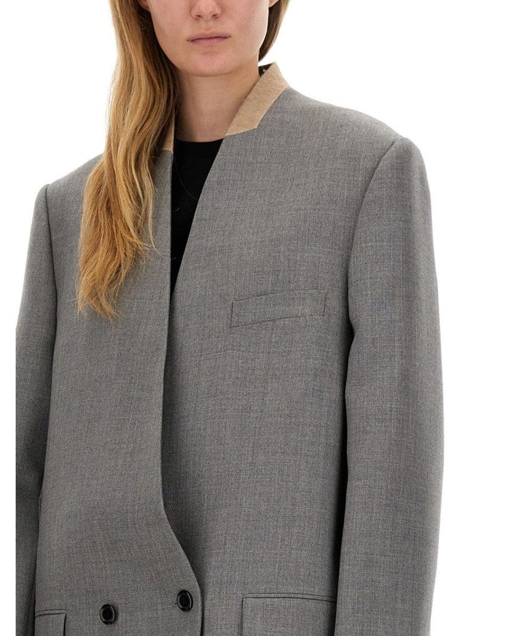 Moschino Gray Tailored Wool Coat
