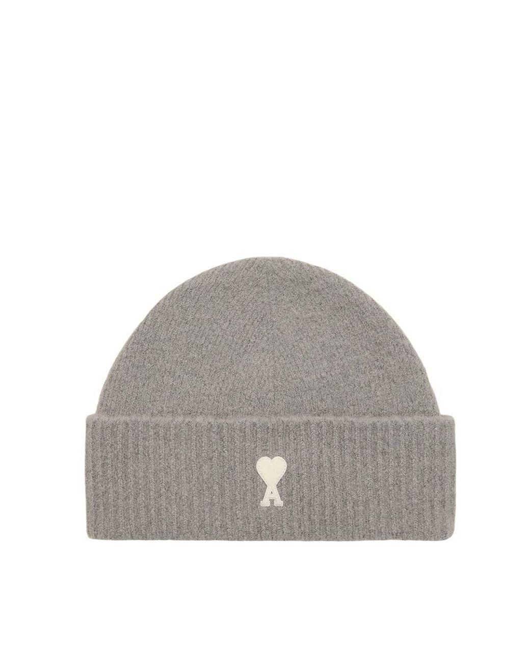 AMI Gray Logo Beanie Cap for men