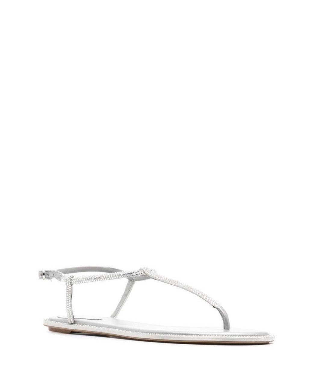 Rene Caovilla White Crystal Sandals