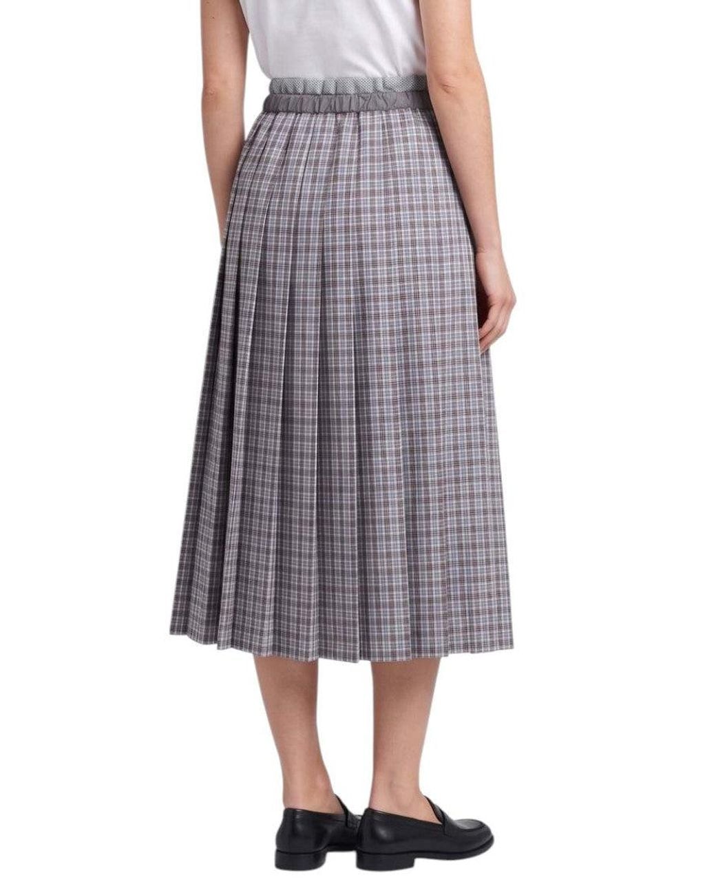 Miu Miu Gray Plaid Midi Skirt