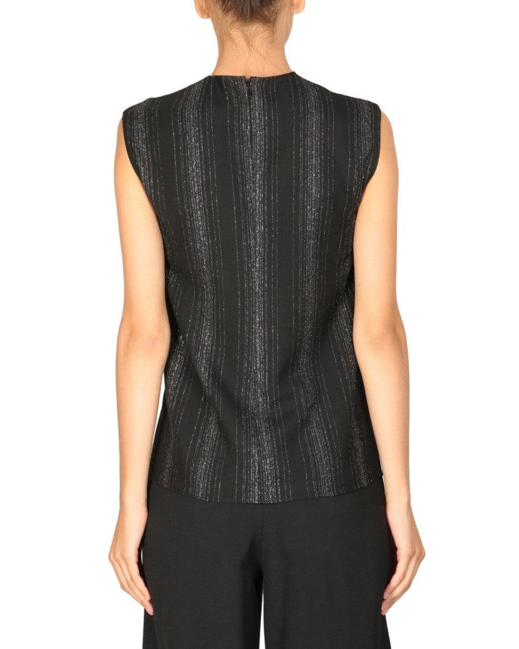 Stella McCartney Black Stripes Round Neck Top