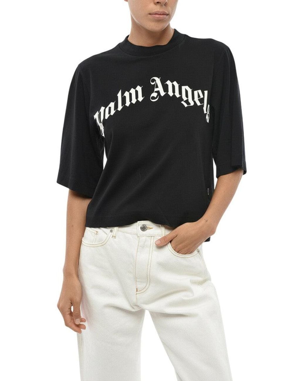 Palm Angels Black Logo Crew Neck T-Shirt