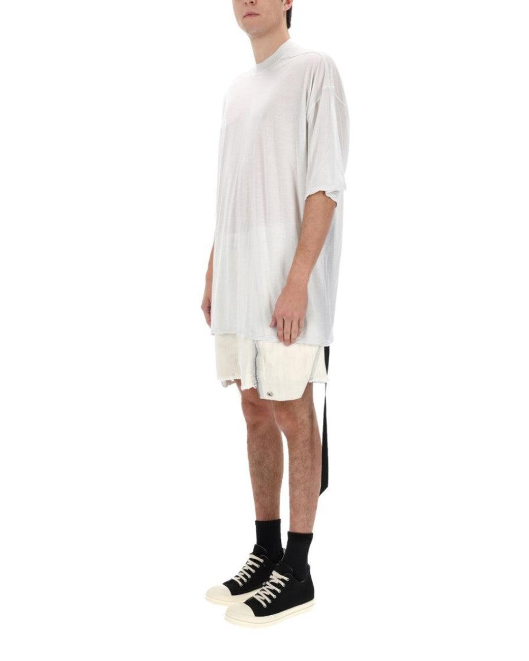 Rick Owens White Solid Crew Neck T-Shirt for men