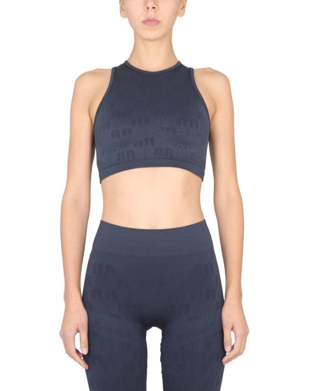 ROTATE BIRGER CHRISTENSEN Blue Logo Round Neck Top