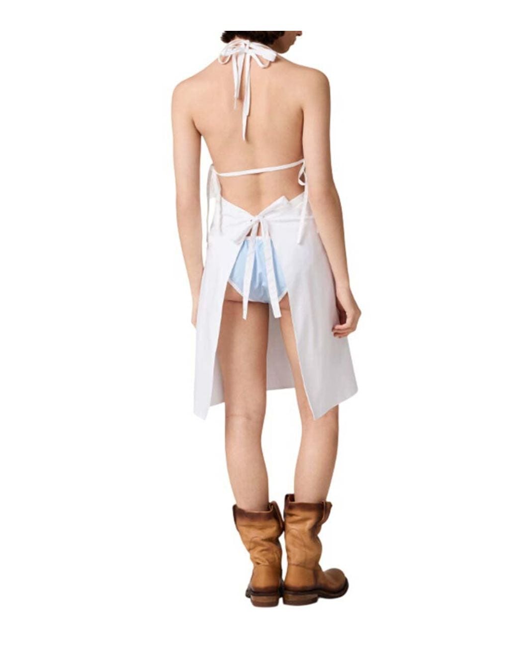 Miu Miu White Solid Halter Neck Mini Dress