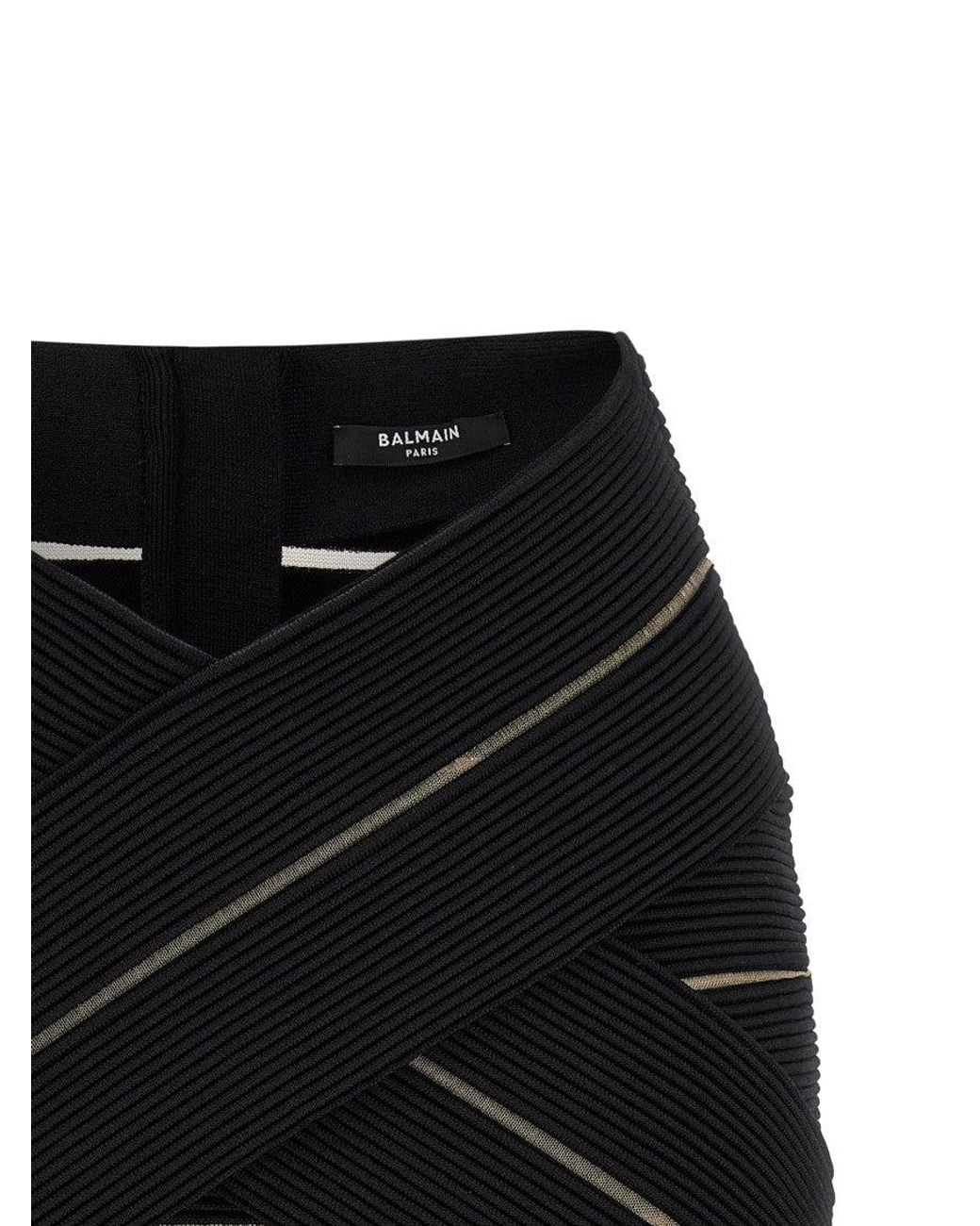 Balmain Black V-Shaped Waist Skirt