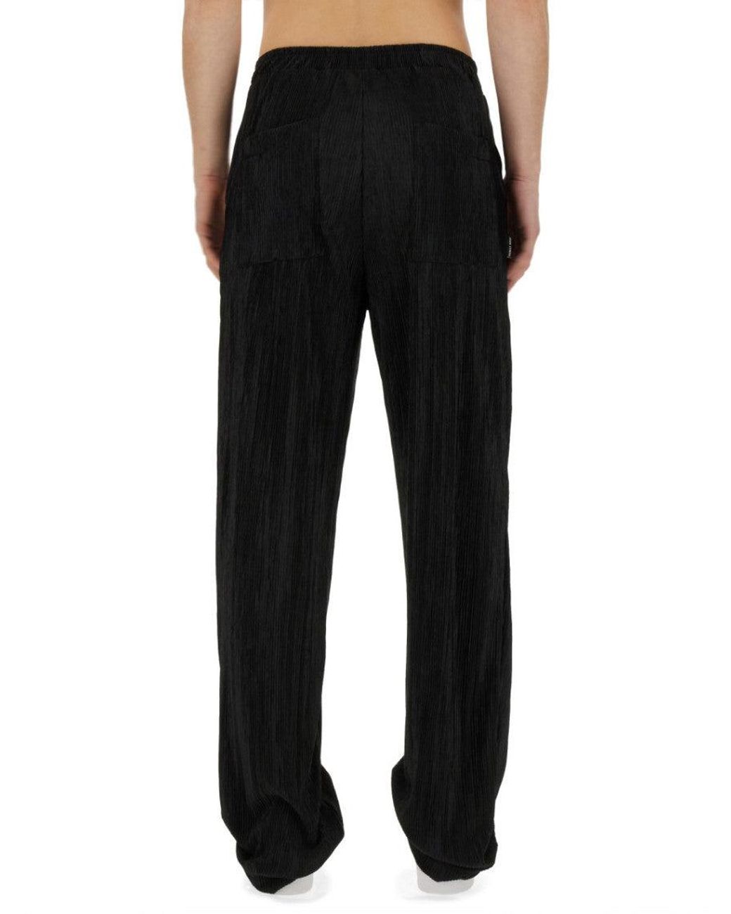 FAMILY FIRST Black Elasticated Pleated Trousers for men