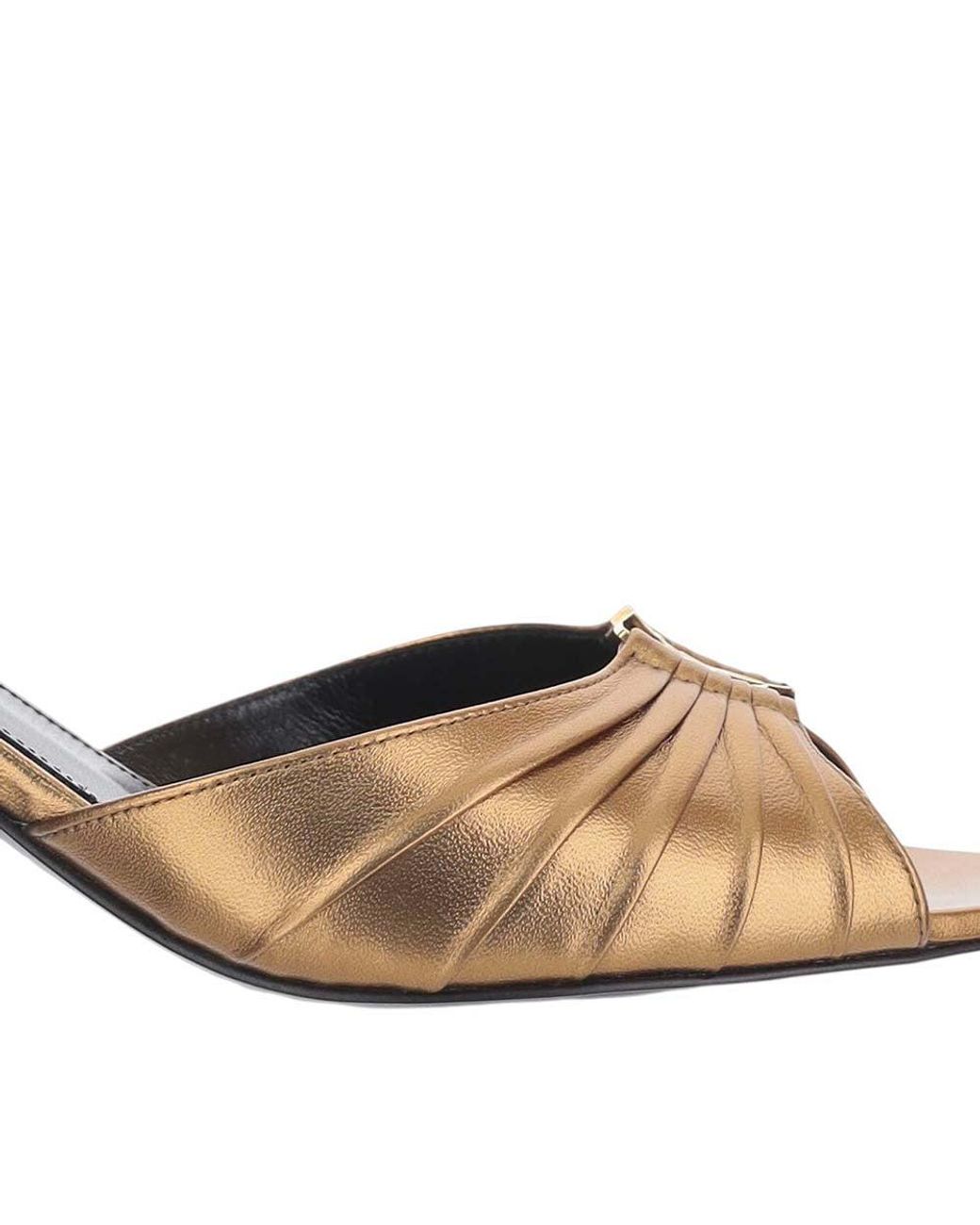 Saint Laurent Metallic Golden Textured Draped Heels