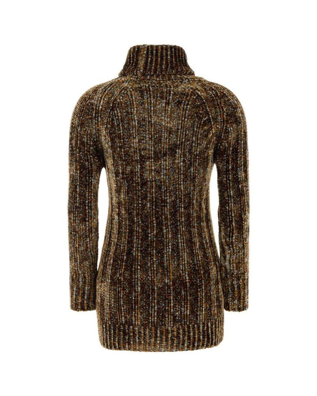 Dries Van Noten Brown Knitted Turtle Neck Sweater
