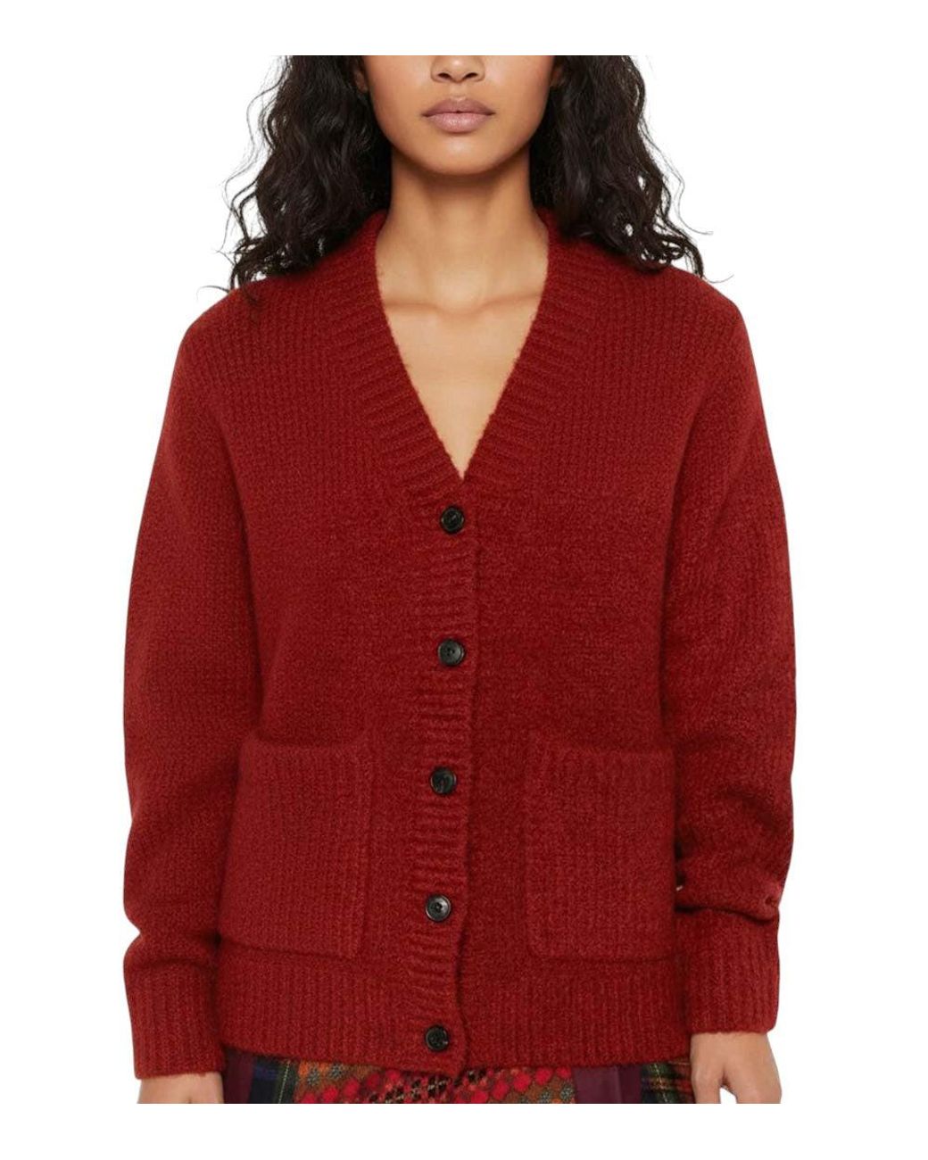 Dries Van Noten Red V Neck Cardigan