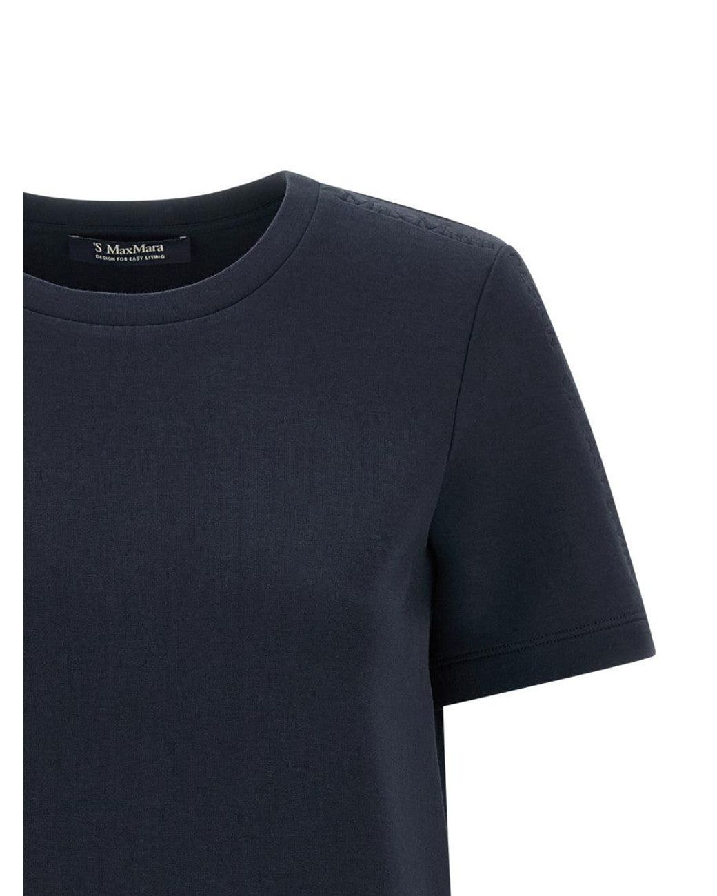 Max Mara Blue Crew Neck Embroidered T-Shirt