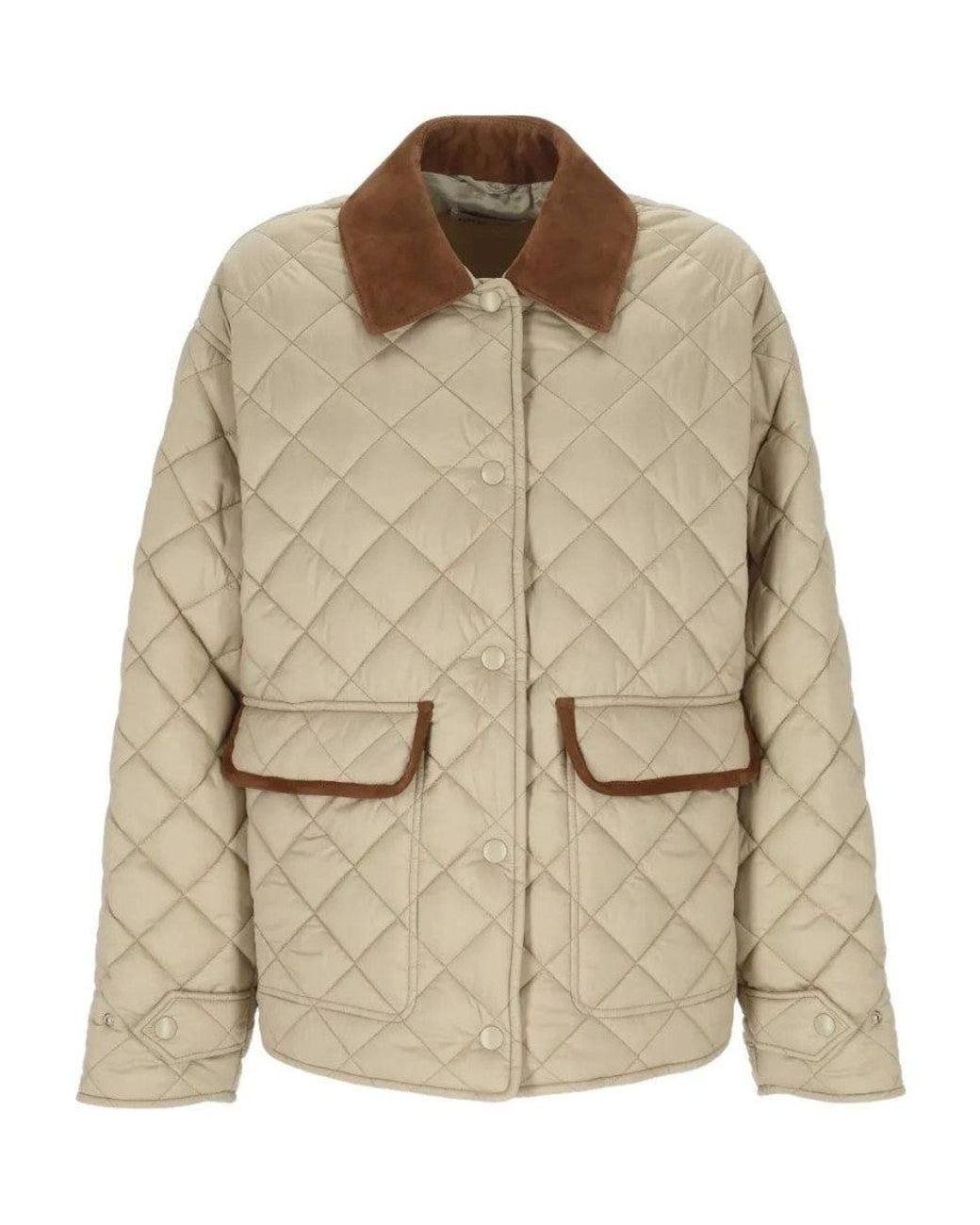 Miu Miu Natural Quilted Shirt Collar Jacket