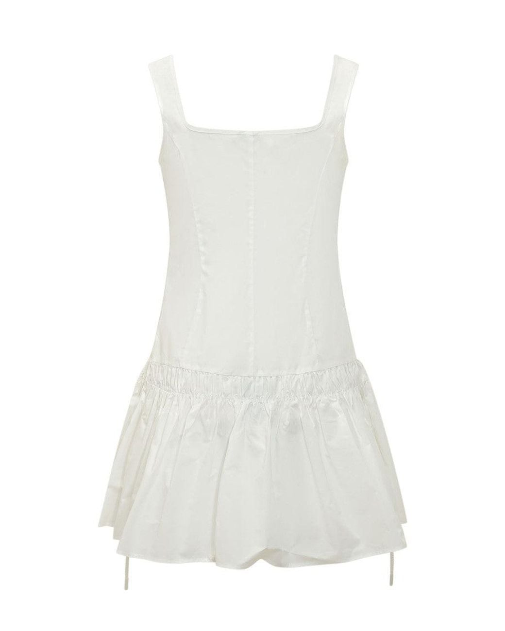 Pinko White Square Neck Mini Dress