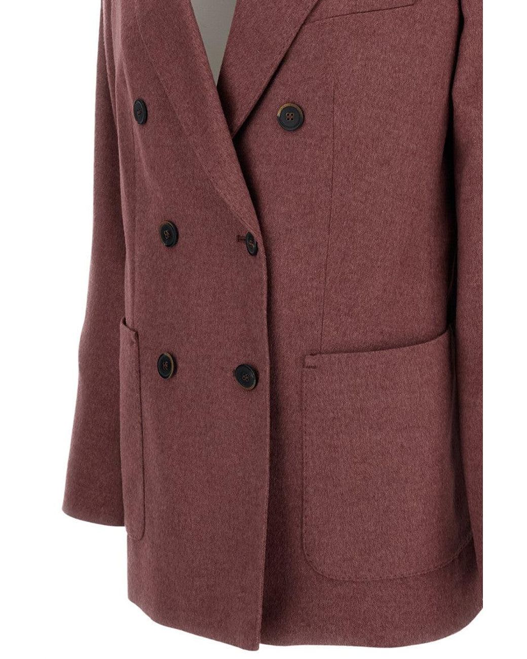 Max Mara Brown Double-Breasted Silk And Cashmere Tailored Jacket