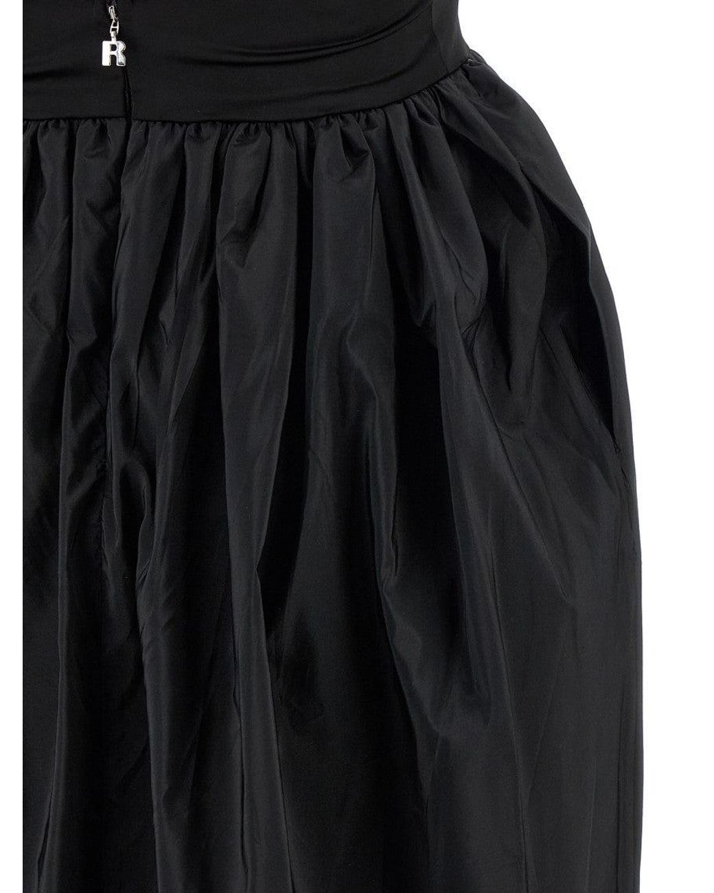ROTATE BIRGER CHRISTENSEN Black 'Satin Taffeta Maxi' Dress