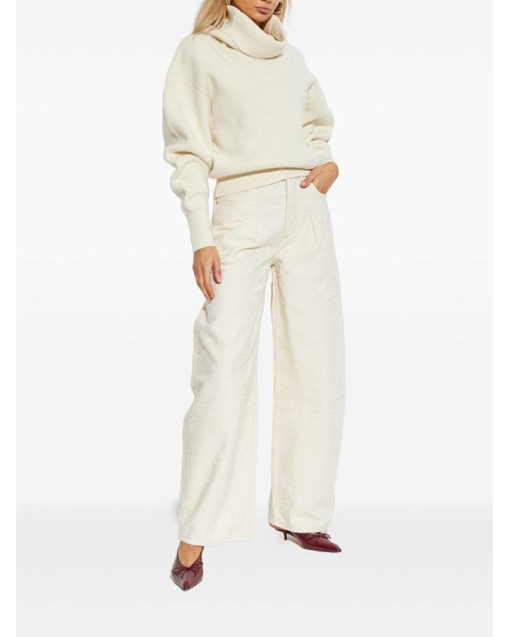 Jacquemus White Wool-Cashmere Blend Sweater With Voluminous Sleeves