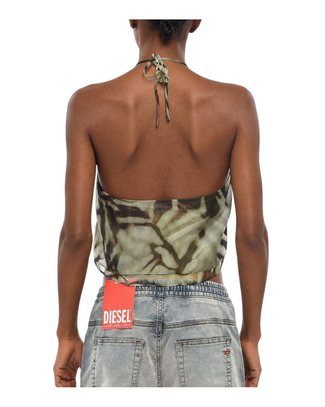 DIESEL Green Animal Print Top