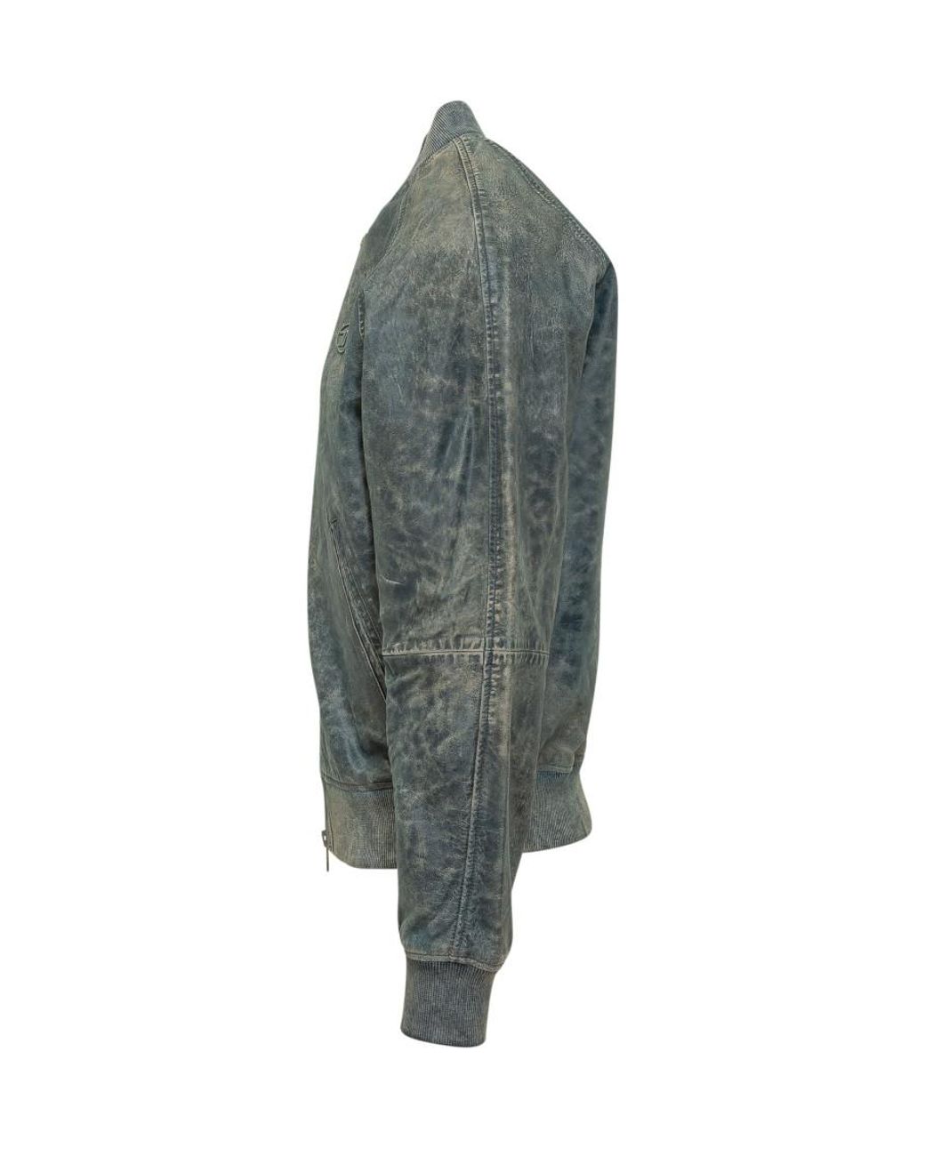 DIESEL Green Solid Band Collar Jacket for men