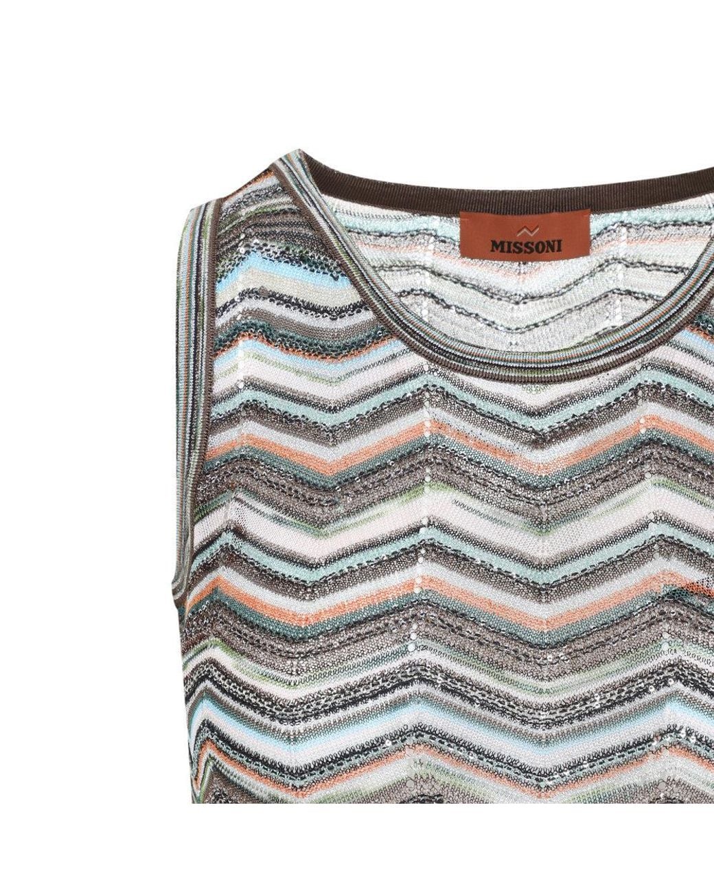 Missoni Gray Chevron Round Neck Top
