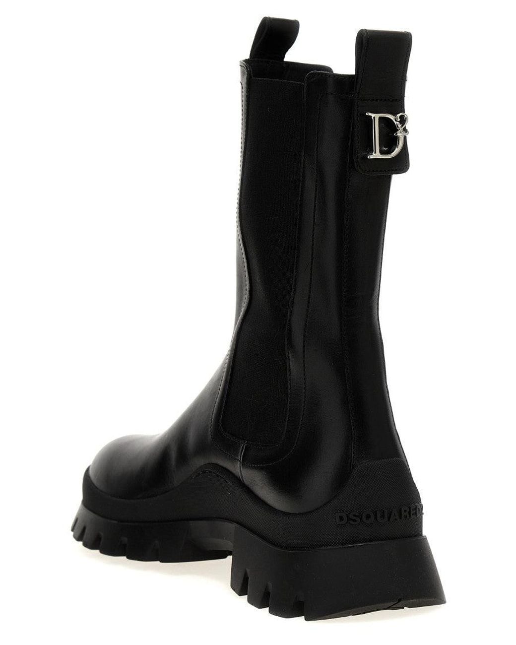 DSquared² Black Solid Round Toe Boots