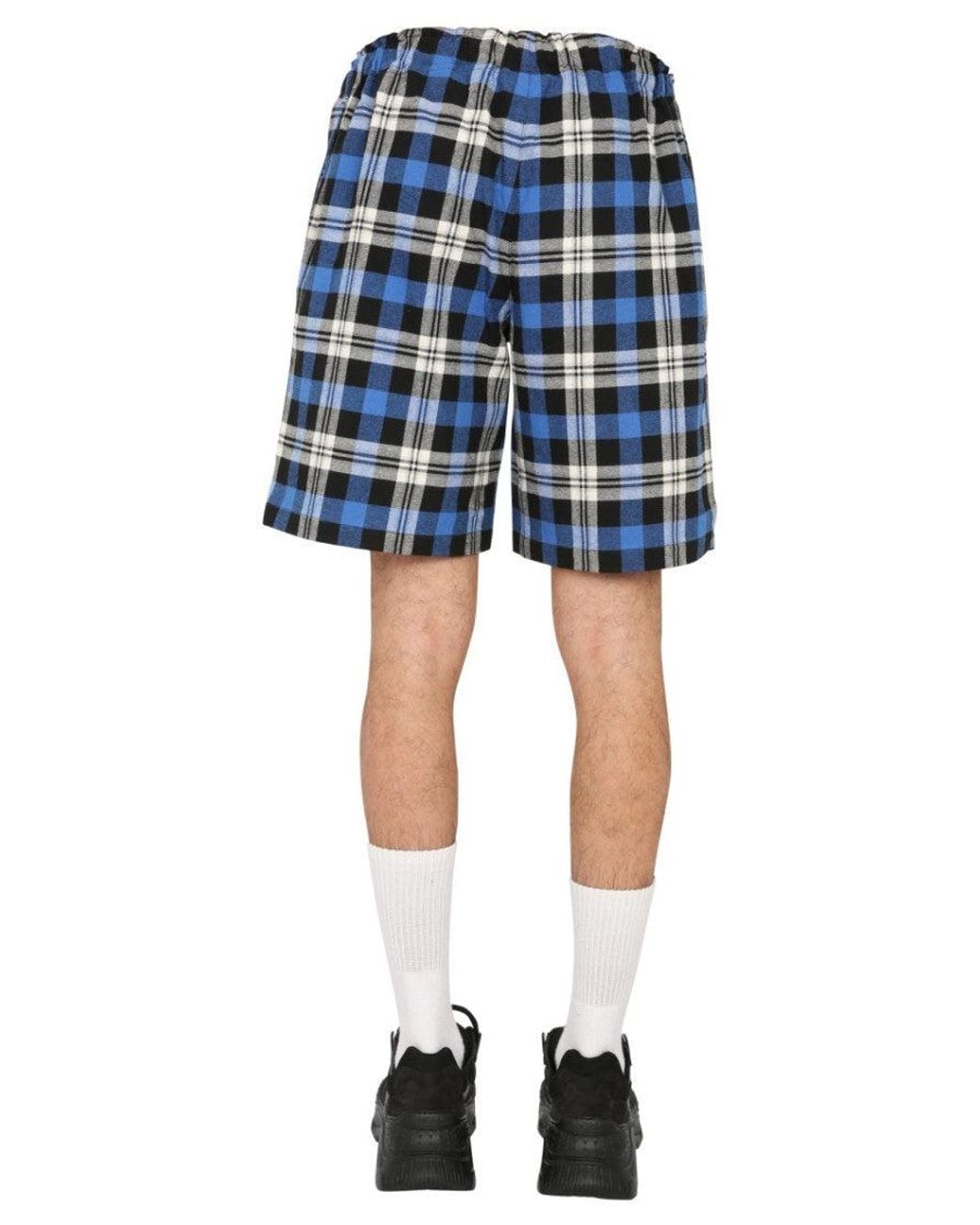 Marcelo Burlon Blue Plaid Shorts for men
