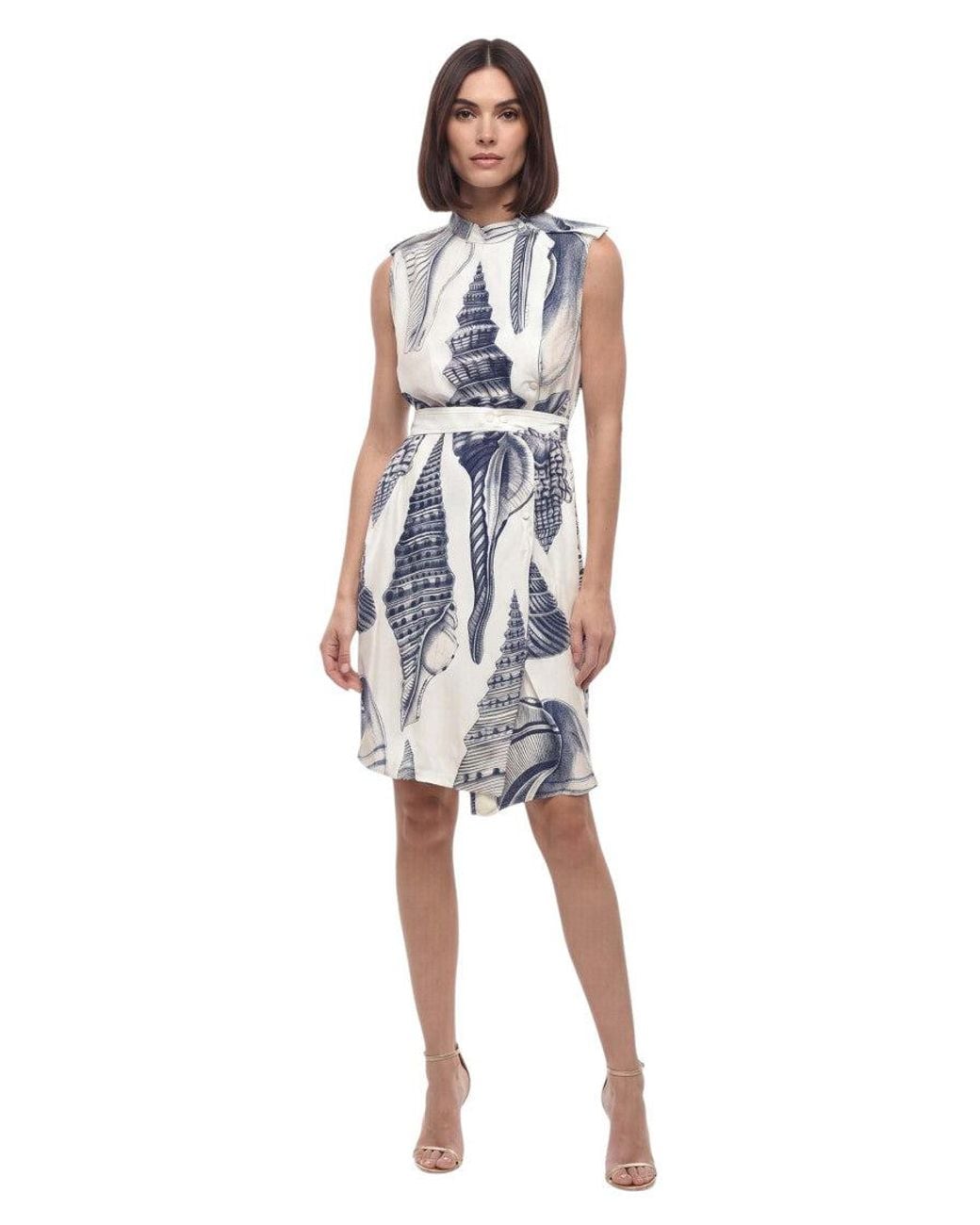 Stella McCartney White Printed Crew Neck Mini Dress