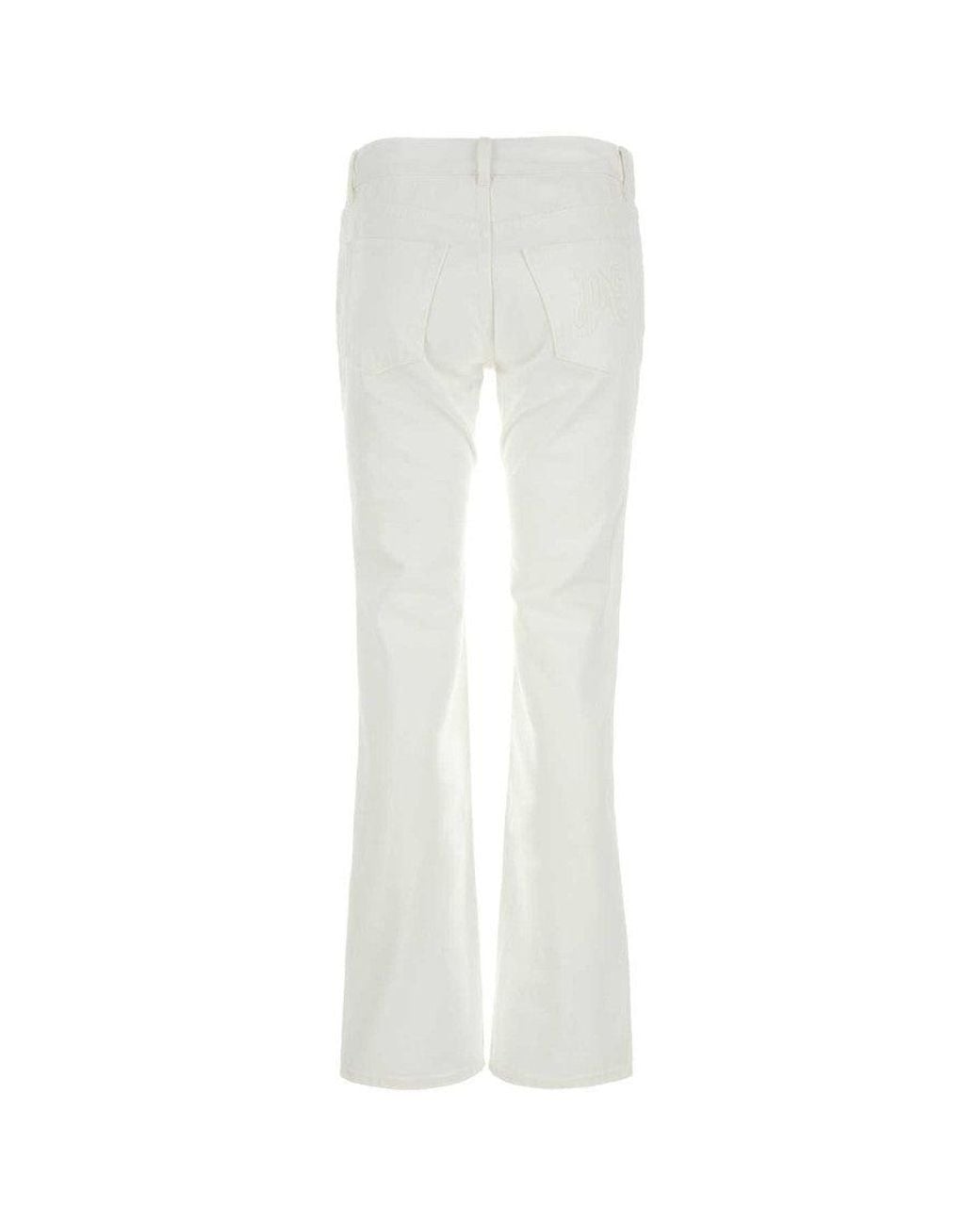Palm Angels White Monogram Straight-Leg Jeans