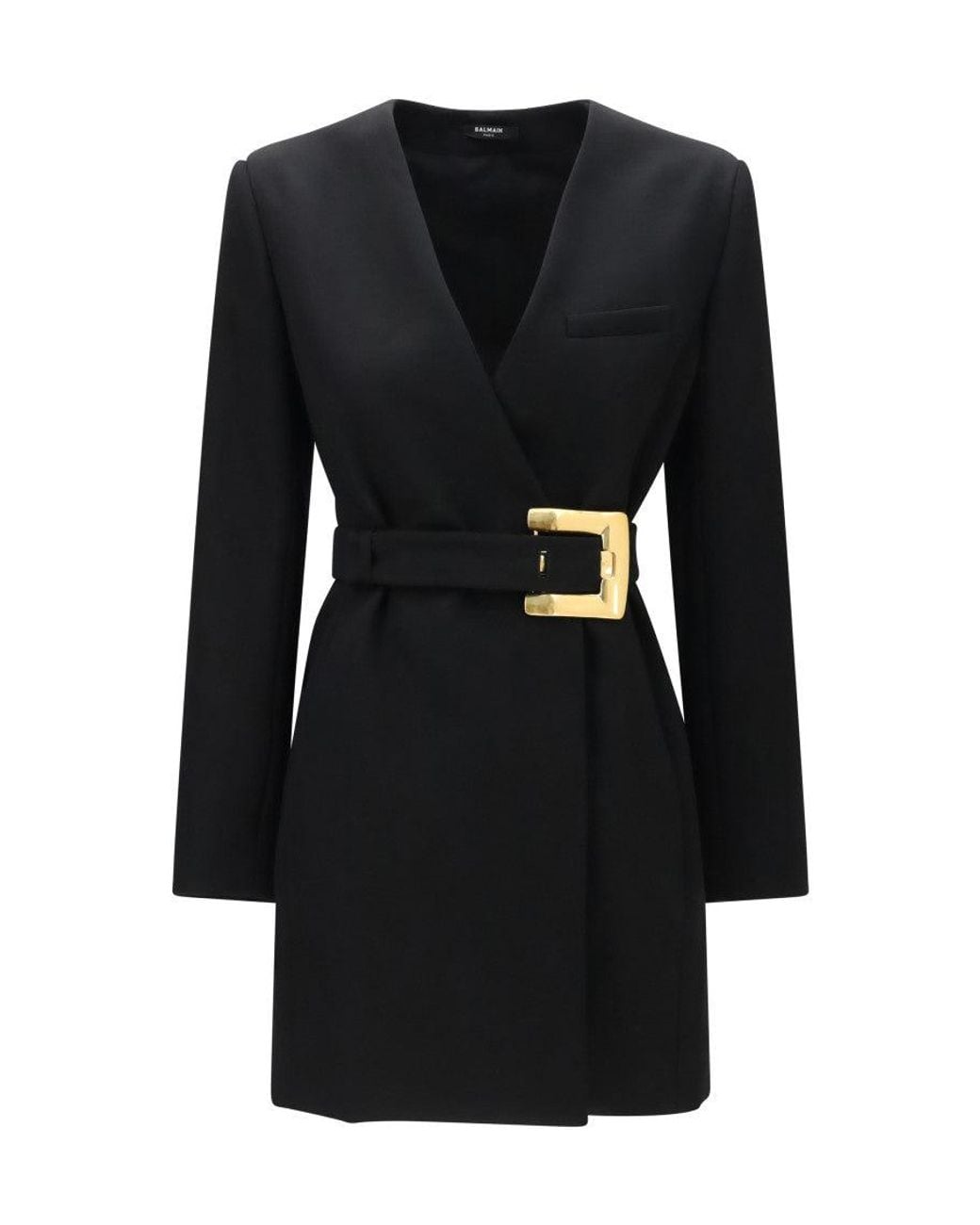 Balmain Black Solid V Neck Blazer