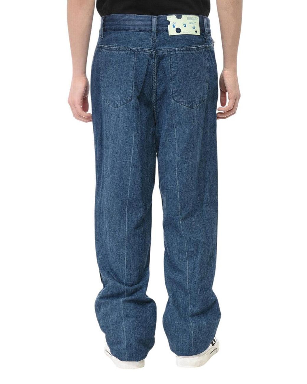 Off-White c/o Virgil Abloh Blue Relaxed Mid Rise Jeans for men