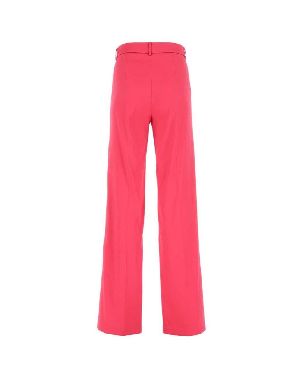 Magda Butrym Red Fuchsia Stretch Polyester Blend Wide-Leg Pant