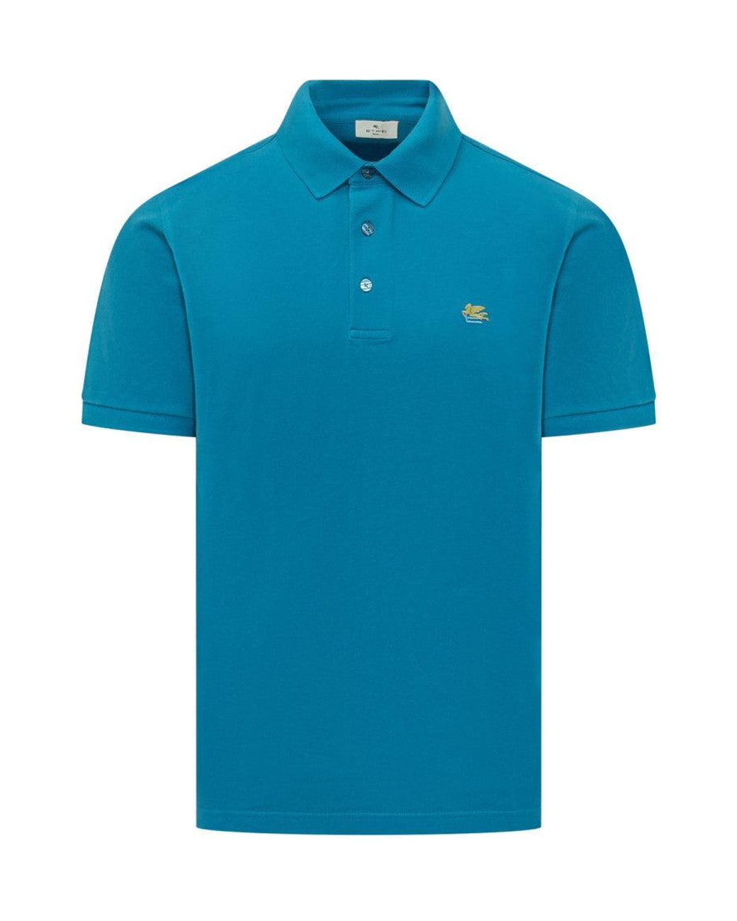 Etro Blue Logo Shirt Collar Polo for men
